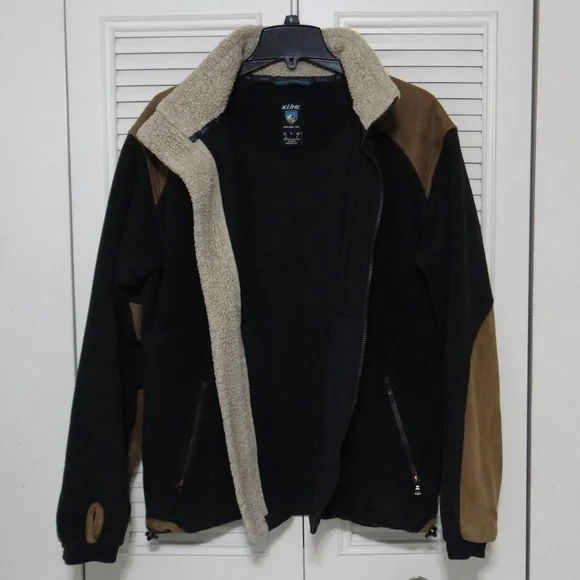 KÜHL Alpenwurx Men’s Large Black Brown Sherpa Fleece Jacket Full Zip Outdoor - Picture 4 of 8